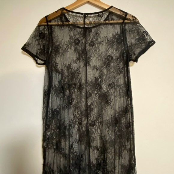 Xhilaration Black Sheer Lace Midi Dress XS Floral Mesh Overlay - Picture 10 of 10